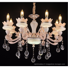 Lustre européen en cristal de jade Le salon salle à manger villa luxe salle en alliage de zinc bougie lustre Grand hôtel lampe de l&#39;hôtel